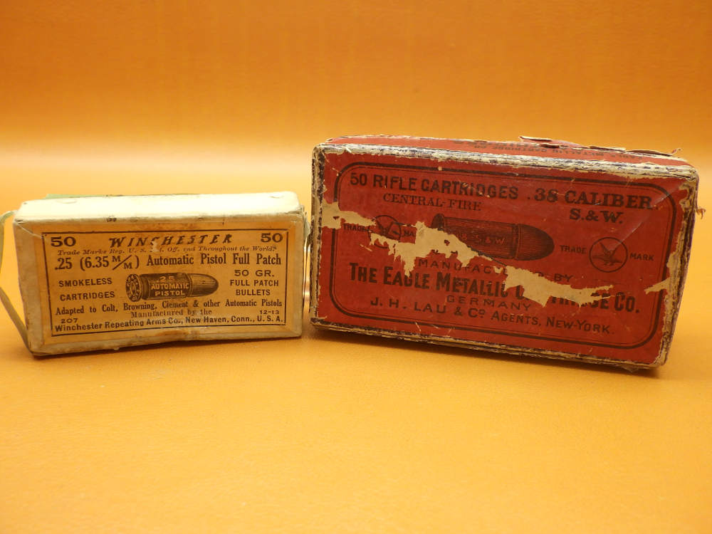 Two Collectible Ammo Boxes Eagle Metallic Cartridge Co.38S&W & Win .25ACP-img-0