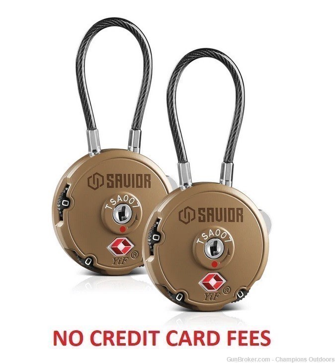 2 - Pack  SAVIOR EQUIPMENT 3-Digit Cable Lock - FDE (Tan)-img-0