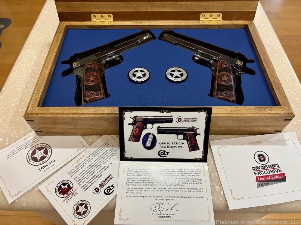 2 Sequential SN COLT 1911 200TH ANNIVERSARY TEXAS RANGERS 1 OF 500 RARE NIB-img-16