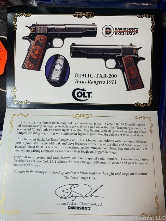 2 Sequential SN COLT 1911 200TH ANNIVERSARY TEXAS RANGERS 1 OF 500 RARE NIB-img-5