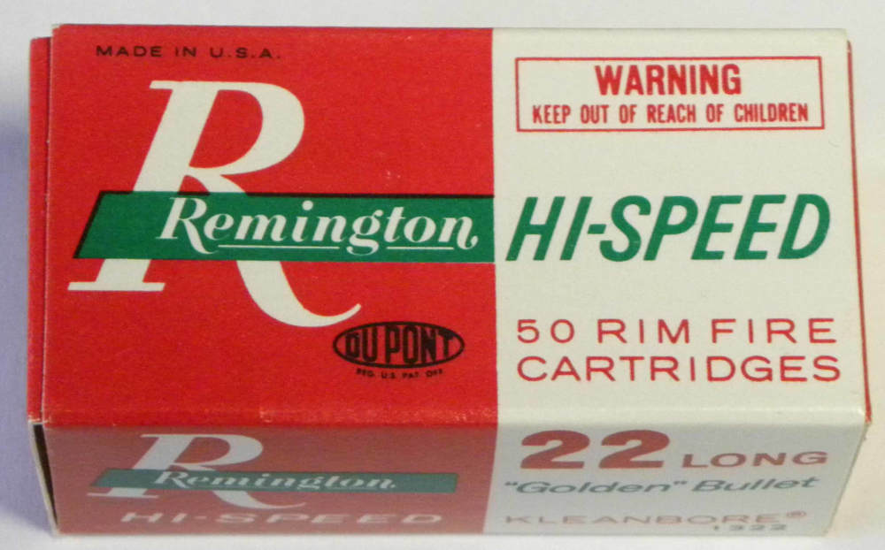 Full & Correct 50 Ct Red White Vintage Box Remington Hi Speed 22 Long Ammo -img-0