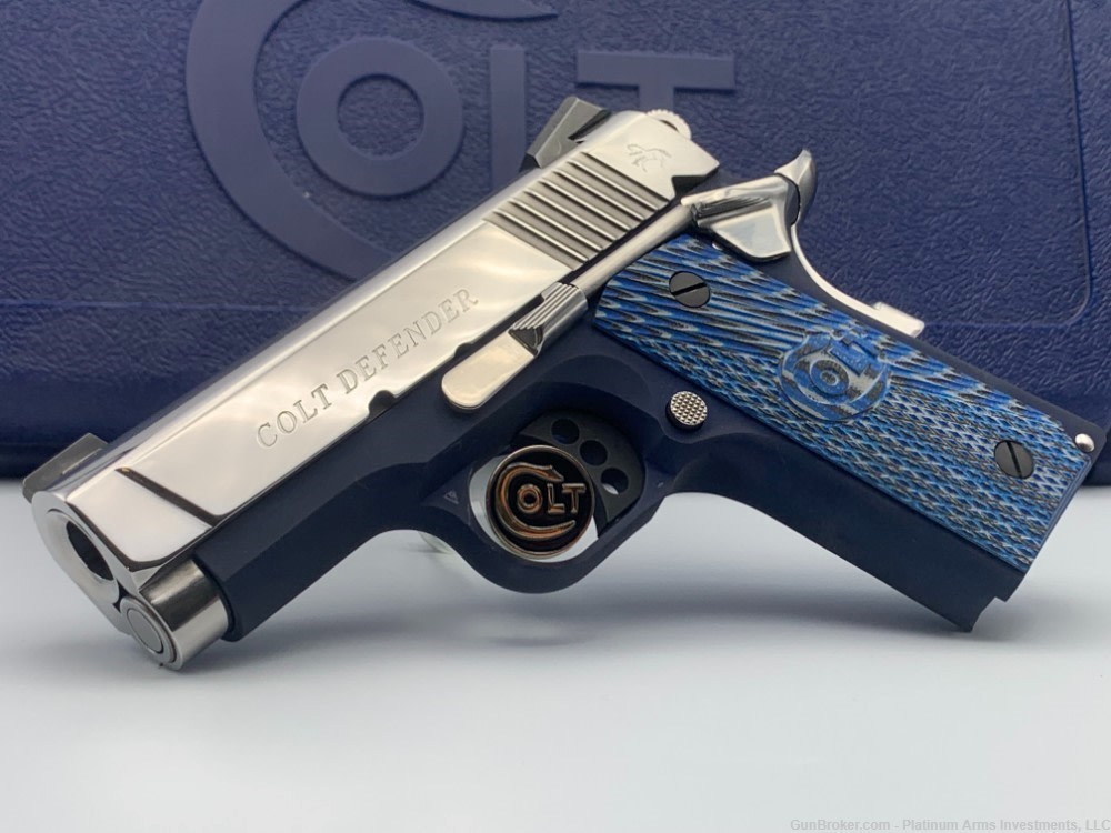 Ultra Rare COLT 1911 Defender 45 ACP Bright Polished BST Navy Talo 1of 350 -img-8