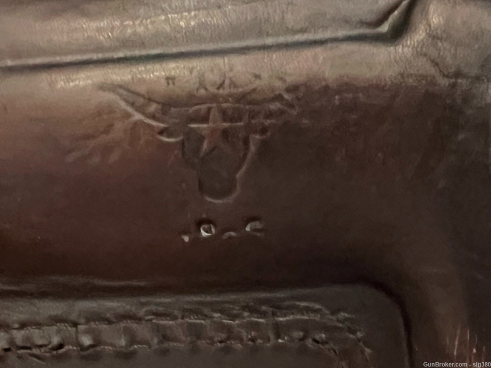 VINTAGE LONGHORN LEATHER PANCAKE REVOLVER HOLSTER-img-3