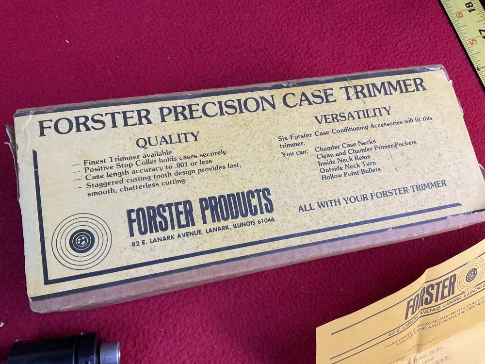 Vintage forster reloading ammunition case trimmer + extra BASE NEW box ammo-img-5