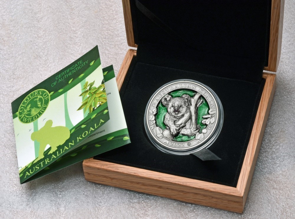 2022 - KOALA - 3oz .999 pure silver with selective resin overlay-img-4