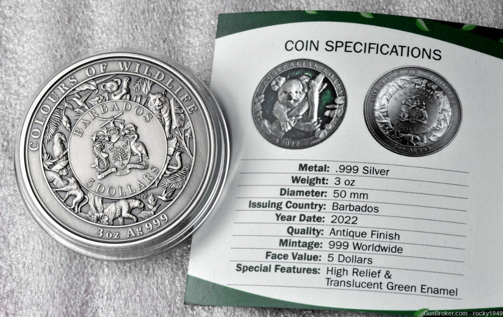 2022 - KOALA - 3oz .999 pure silver with selective resin overlay-img-3