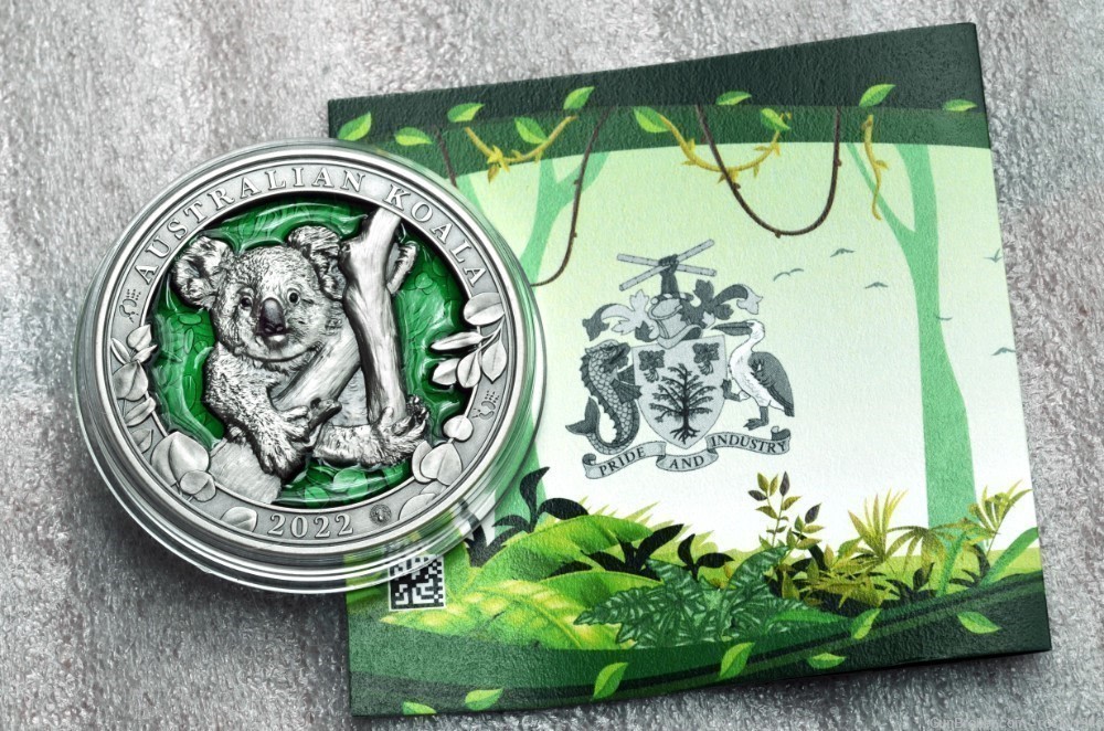 2022 - KOALA - 3oz .999 pure silver with selective resin overlay-img-1