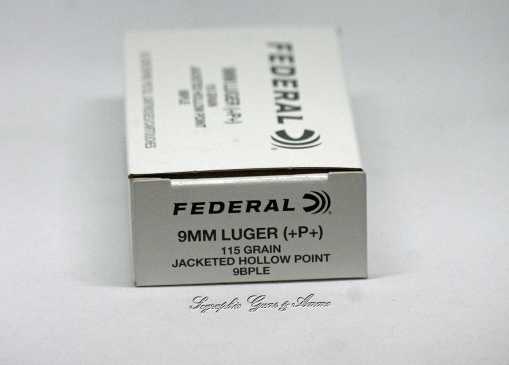 9MM +P+ JHP +P+ FEDERAL LAW ENFORCEMENT 9 MM AMMO 115 Gr JHP 100 Rounds-img-1