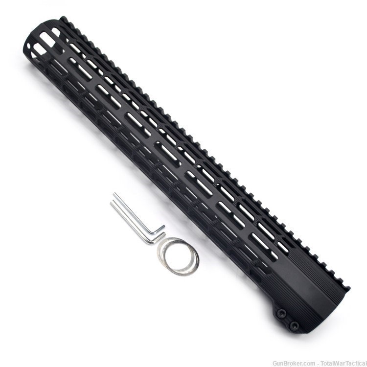 15" AR10 Clamp LOW Profile MLOK Free Float Handguard Rail DUAL Threaded Nut-img-4