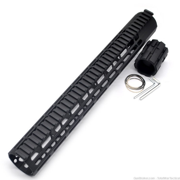 15" AR10 Clamp LOW Profile MLOK Free Float Handguard Rail DUAL Threaded Nut-img-3