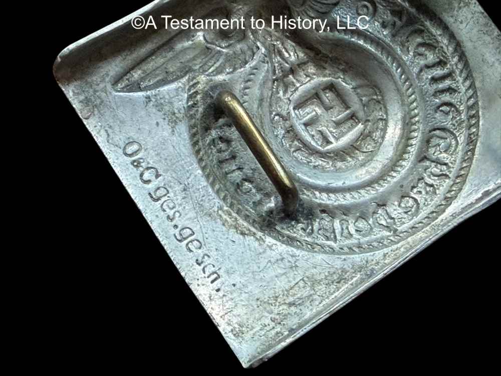 WWII GERMAN- NICKEL SS BUCKLE- EARLY OVERHOFF & CIE- ORIGINAL WW2 RARE-img-5