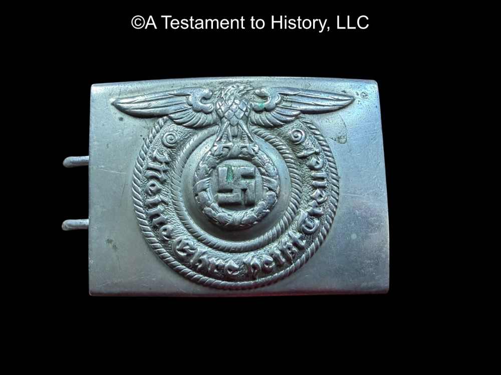 WWII GERMAN- NICKEL SS BUCKLE- EARLY OVERHOFF & CIE- ORIGINAL WW2 RARE-img-1