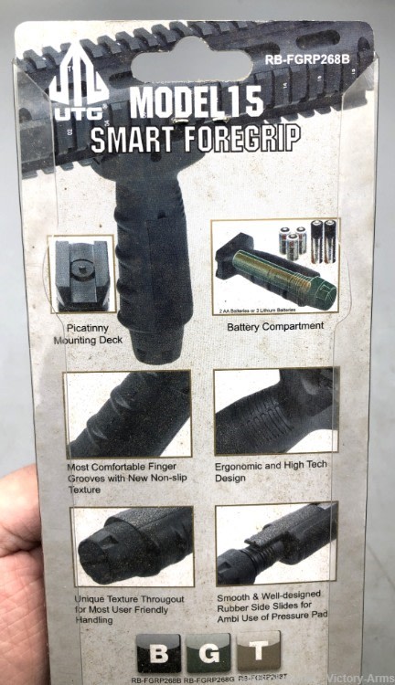 Leapers UTG SMART Ergonomic Ambidextrous Foregrip, Black RB-FGRP268B-img-3