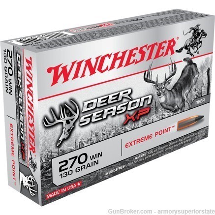 Winchester Deer Season XP Rifle Ammunition 270 Win 130 gr. PT 3060 fps 20/c-img-0