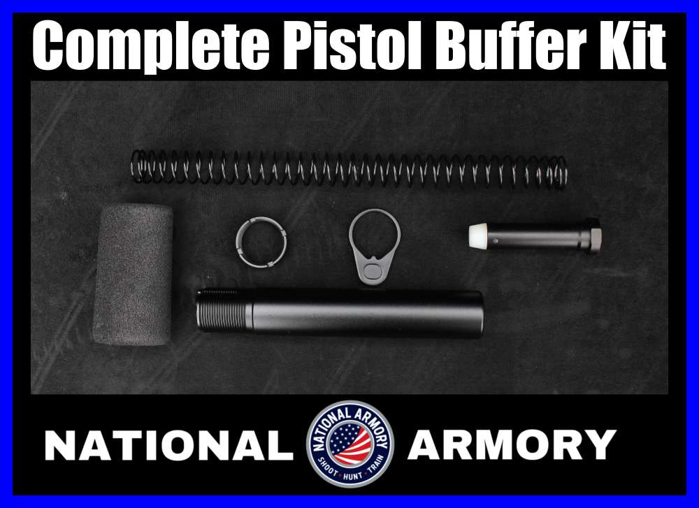Complete AR Pistol Buffer Kit With Buffer Castle Nut Tube Spring End Plate -img-0