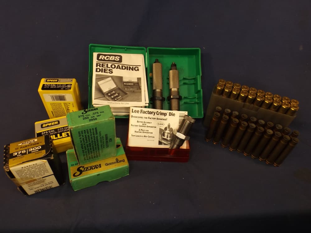 .375 H&H Mag Bullets, Brass and RCBS Reloading & Lee Crimp Dies Kit-img-0