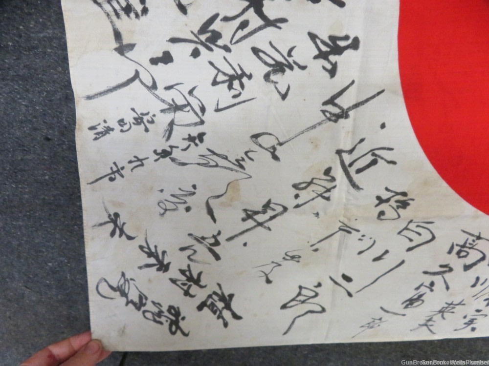 JAPANESE WWII HINOMARU MEATBALL SIGNED FLAG WITH KANJI CHARACTERS PRE-1945-img-3
