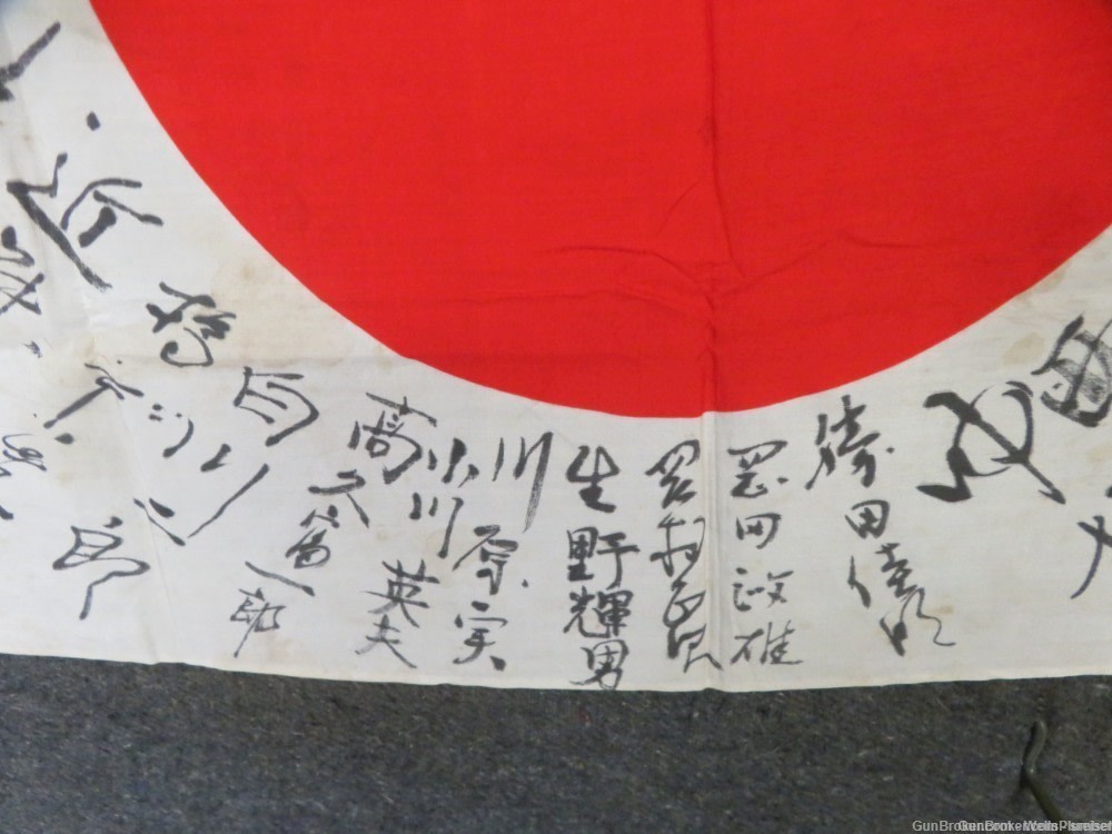 JAPANESE WWII HINOMARU MEATBALL SIGNED FLAG WITH KANJI CHARACTERS PRE-1945-img-4