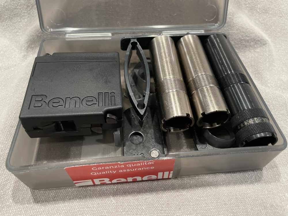 Benelli SBE3 Ethos M2 CrioChoke Tube Set 12 Gauge Wrench, Shims & Case New -img-0