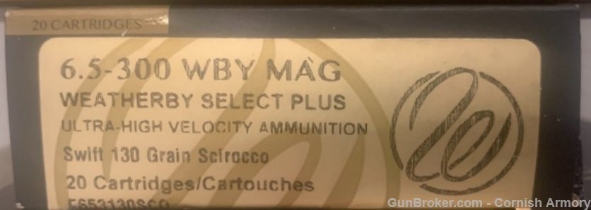 Weatherby Select Plus 6.5-300 Wby Mag Swift 130 gr Scirocco ammo F653130SCO-img-1