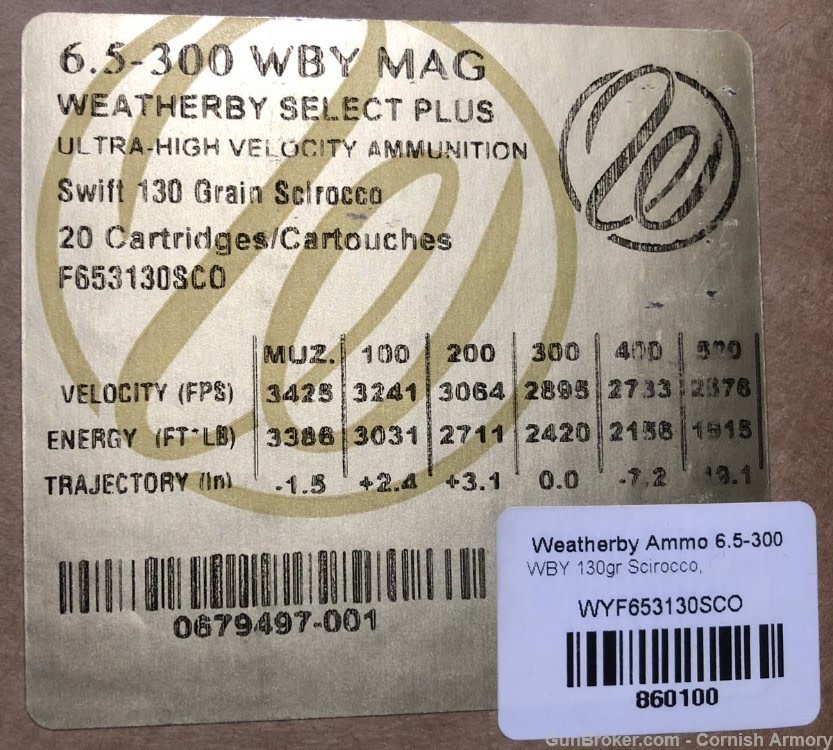 Weatherby Select Plus 6.5-300 Wby Mag Swift 130 gr Scirocco ammo F653130SCO-img-2
