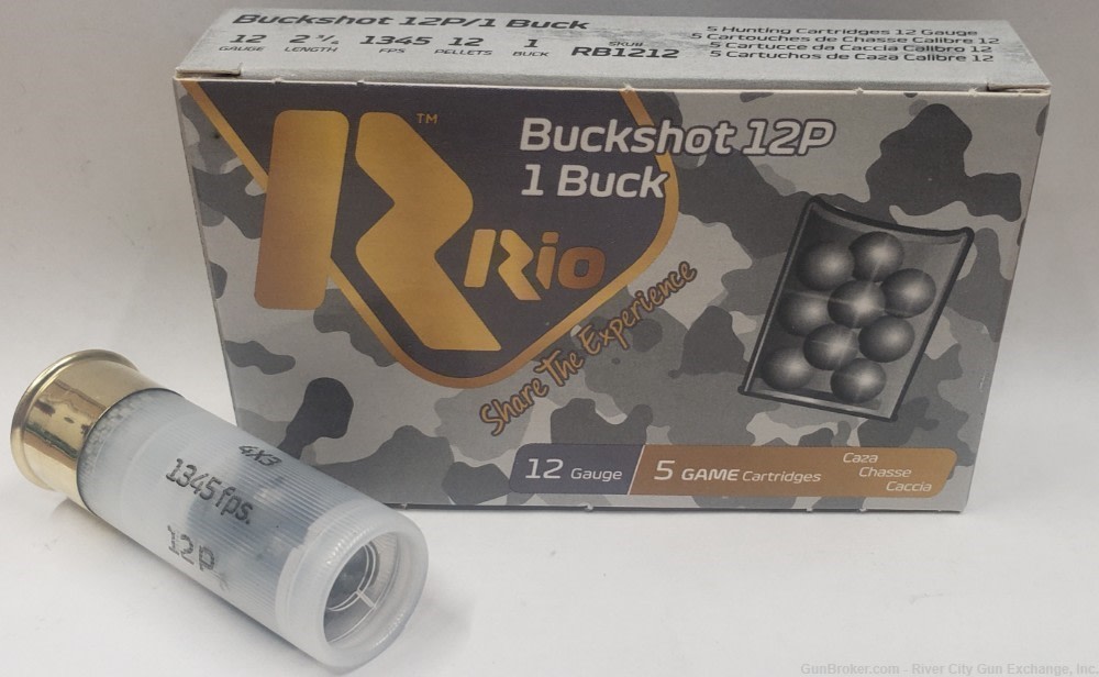 Rio Buckshot 12Ga 2.75" 12 Pellet 1 Buck 5 Rds-img-0