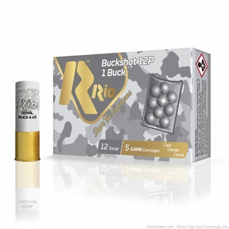 Rio Buckshot 12Ga 2.75" 12 Pellet 1 Buck 5 Rds-img-1