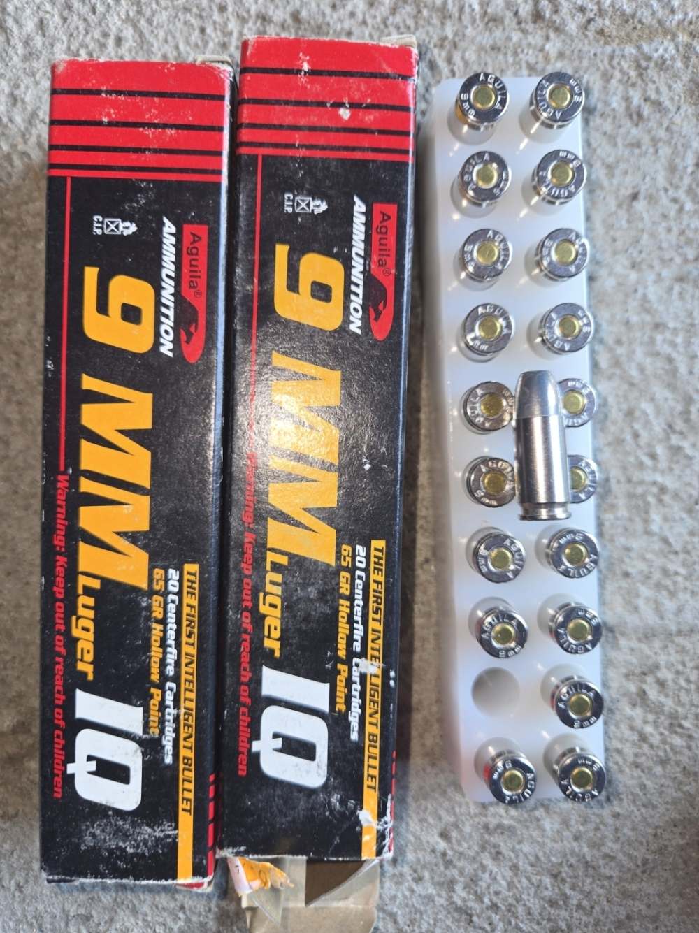 Aguila iq 9mm zinc ammo extremely rare 1 box 20 rounds (2 available)-img-0