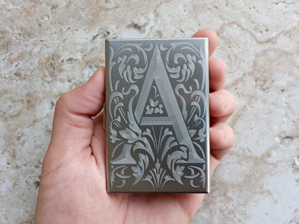 Custom Engraved St Steel RFID Blocking Credit Debit Card Holder Case Floral-img-0