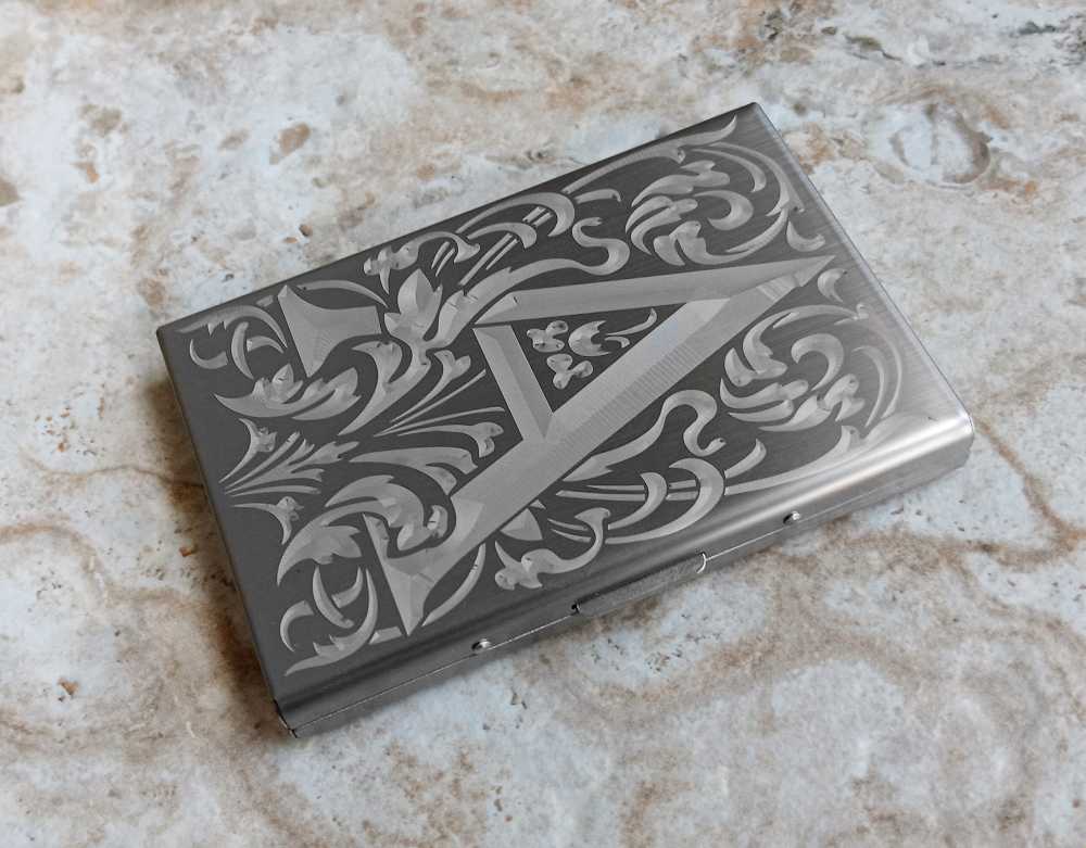 Custom Engraved St Steel RFID Blocking Credit Debit Card Holder Case Floral-img-4