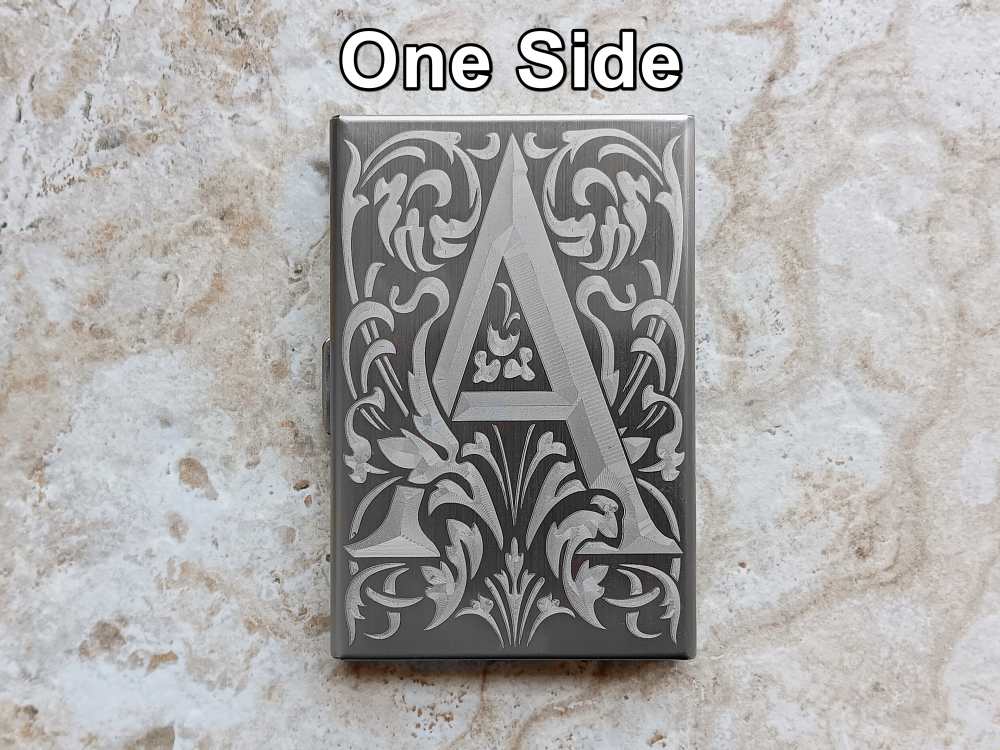 Custom Engraved St Steel RFID Blocking Credit Debit Card Holder Case Floral-img-2