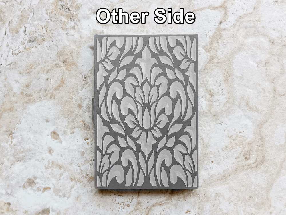 Custom Engraved St Steel RFID Blocking Credit Debit Card Holder Case Floral-img-3