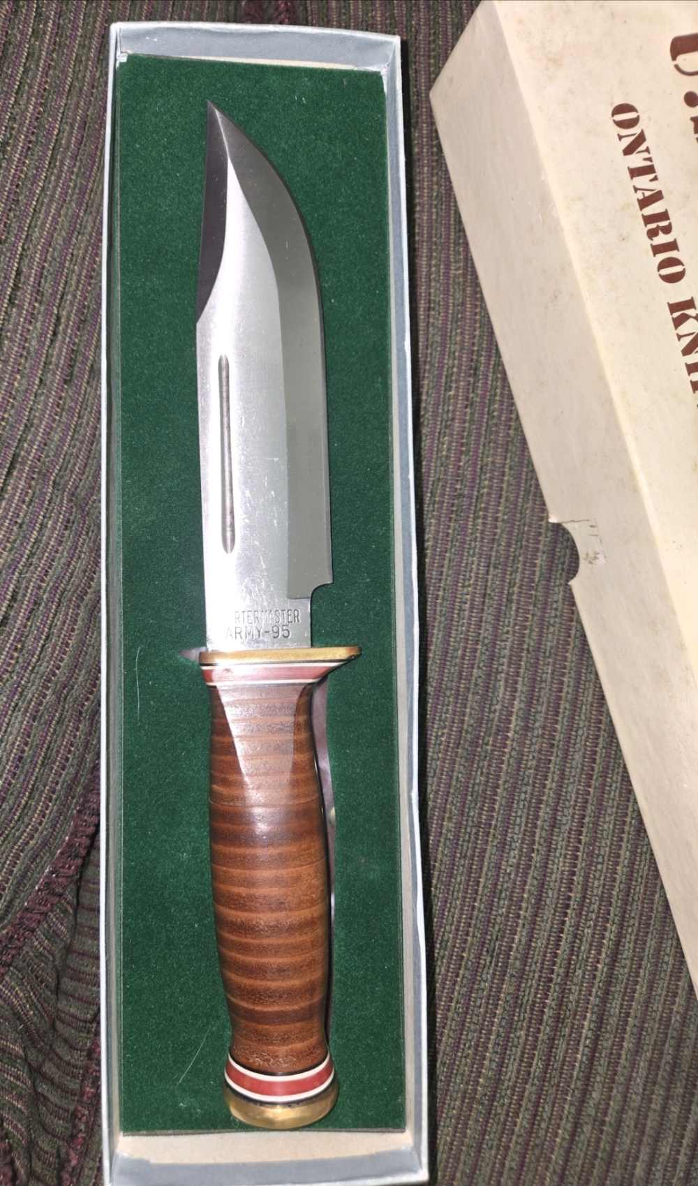 Ontario quartermaster army 95 fixed blade knife with sheath new in box -img-1