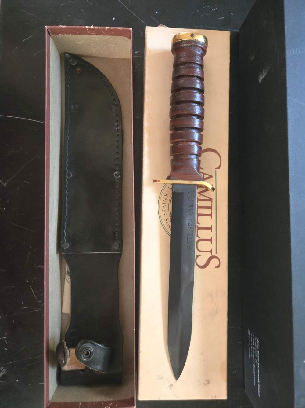 Camillus m3 knife us army 50th anniversary ww2 made 1991 gold flaming bomb -img-0