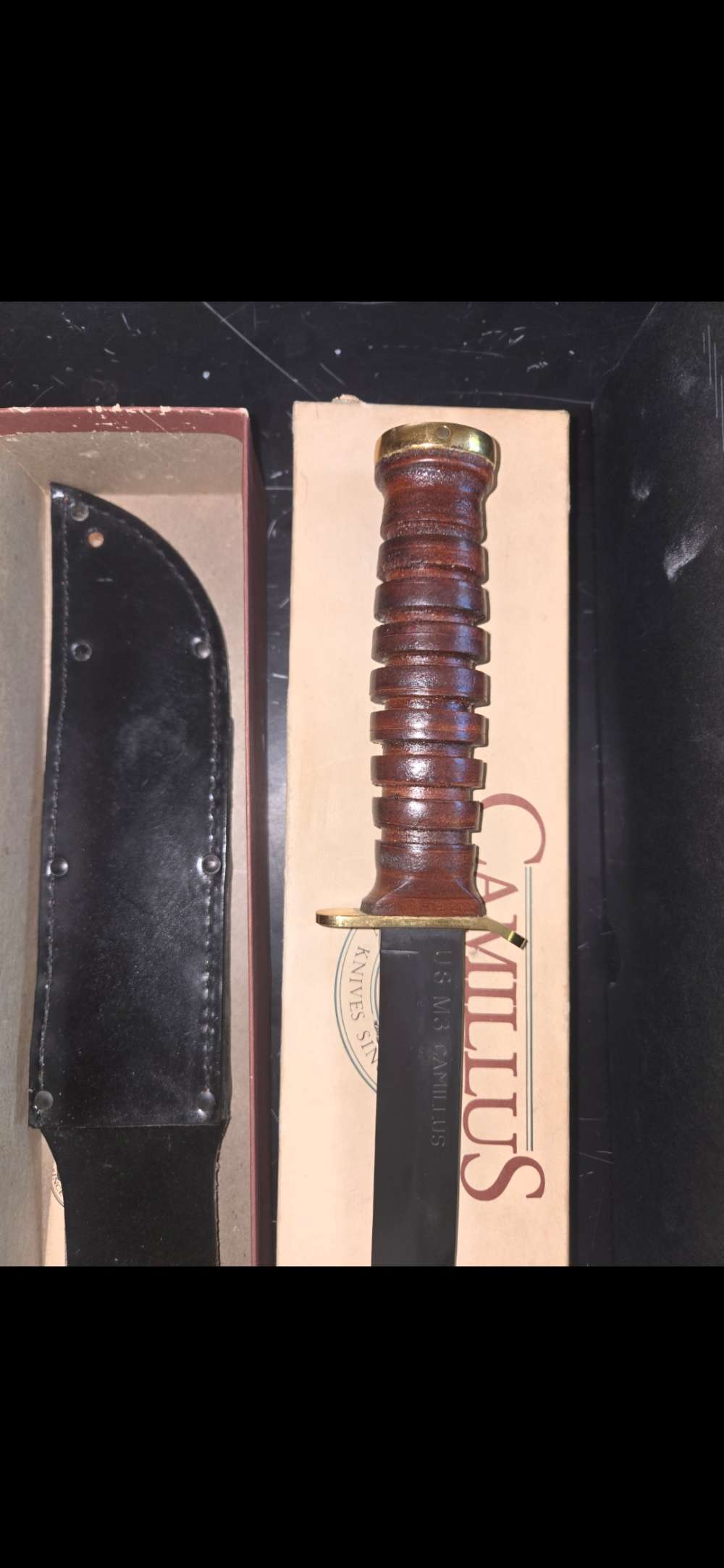 Camillus m3 knife us army 50th anniversary ww2 made 1991 gold flaming bomb -img-2
