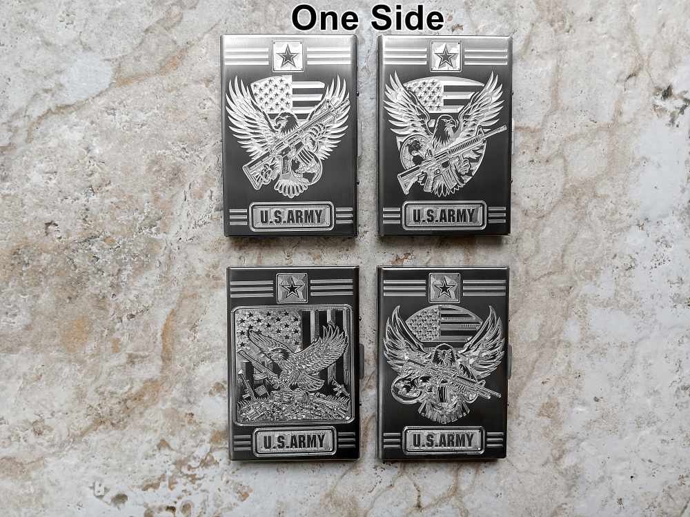 Card Holder Wallet RFID US Army Eagle Flag Gift St Steel Case Floral Mono-img-4