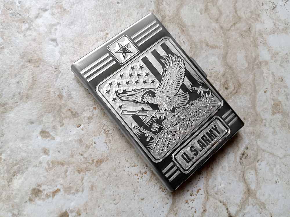 Card Holder Wallet RFID US Army Eagle Flag Gift St Steel Case Floral Mono-img-6