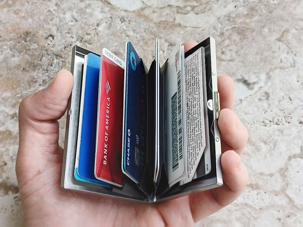 Card Holder Wallet RFID US Army Eagle Flag Gift St Steel Case Floral Mono-img-9