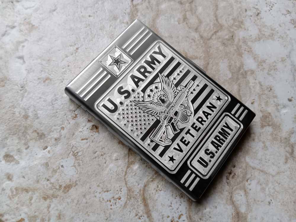 Card Holder Wallet RFID US Veteran Army Gift St Steel Case Floral Monogram-img-6