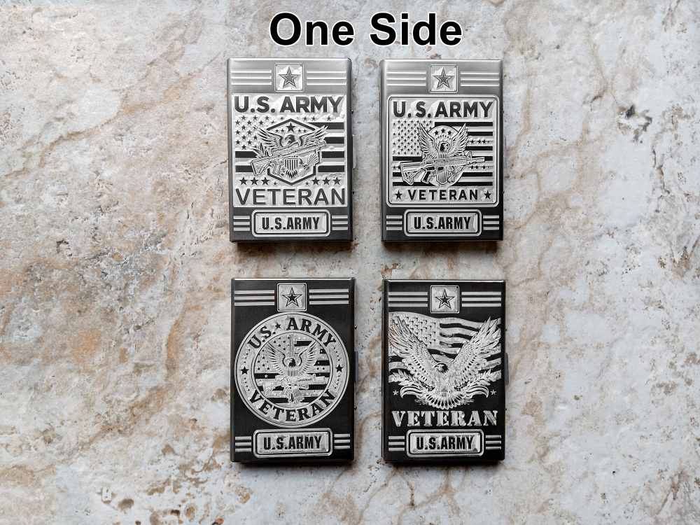 Card Holder Wallet RFID US Veteran Army Gift St Steel Case Floral Monogram-img-4