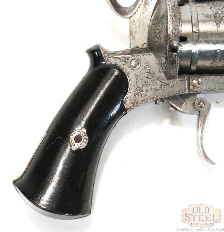 Faure Le Page 9mm Pinfire 6-Shot Revolver Folding Trigger Engraved Antique-img-5