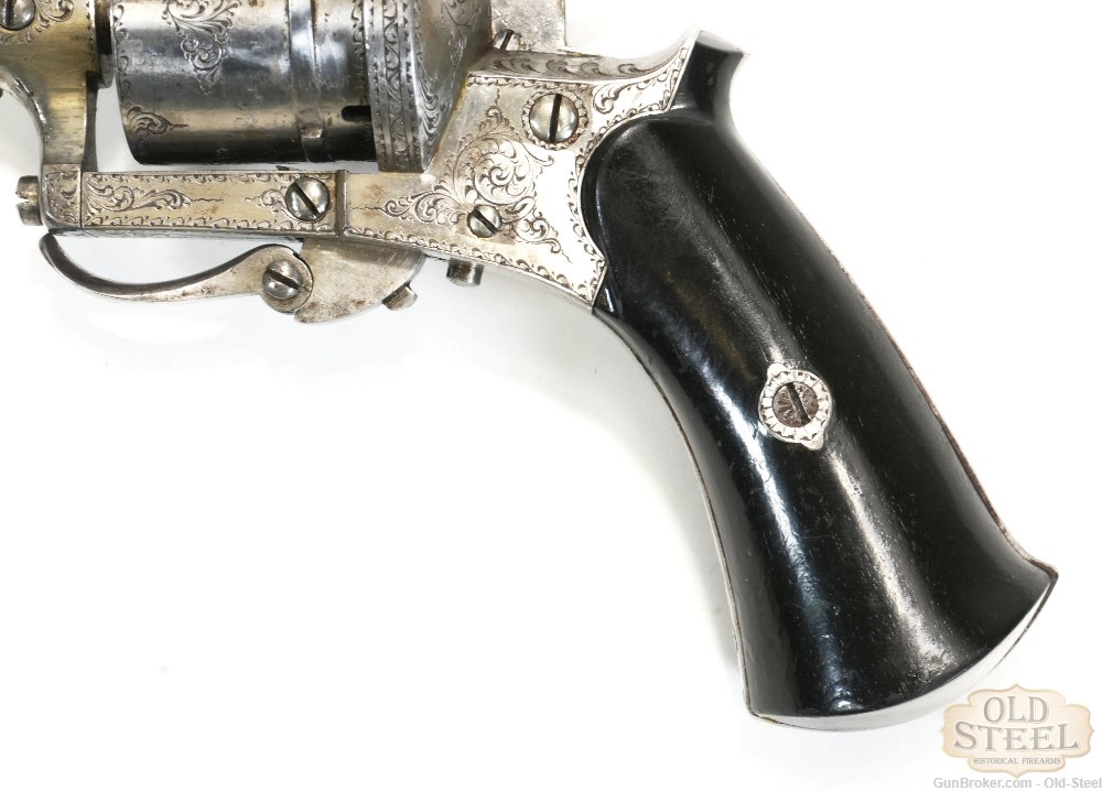 Faure Le Page 9mm Pinfire 6-Shot Revolver Folding Trigger Engraved Antique-img-7