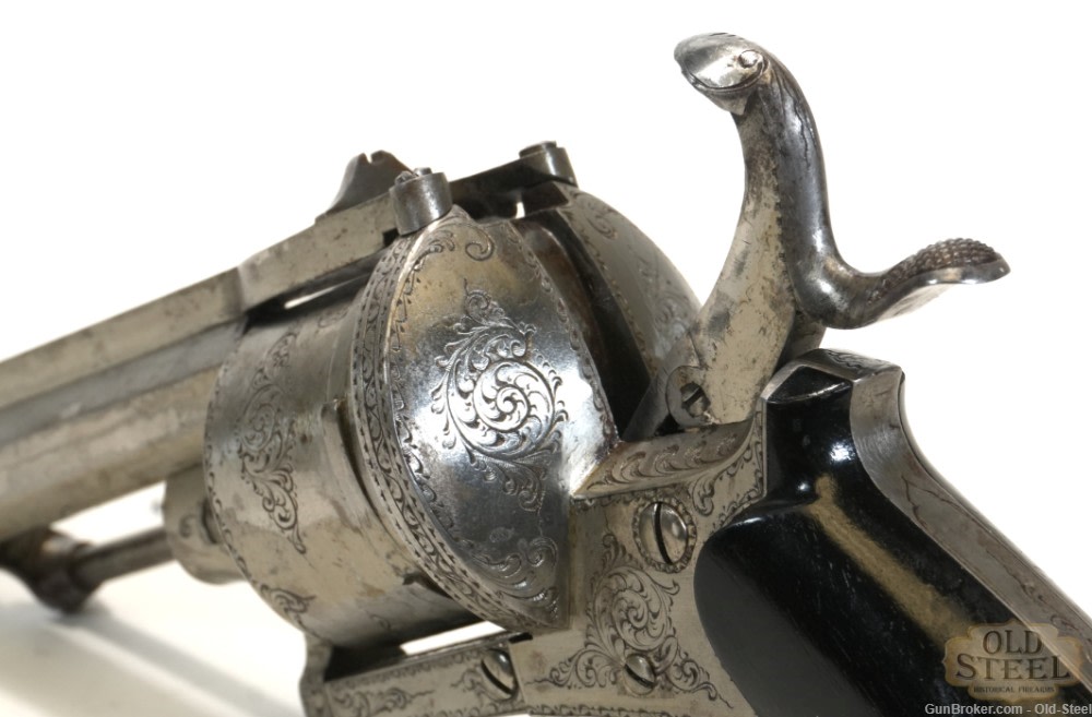 Faure Le Page 9mm Pinfire 6-Shot Revolver Folding Trigger Engraved Antique-img-15