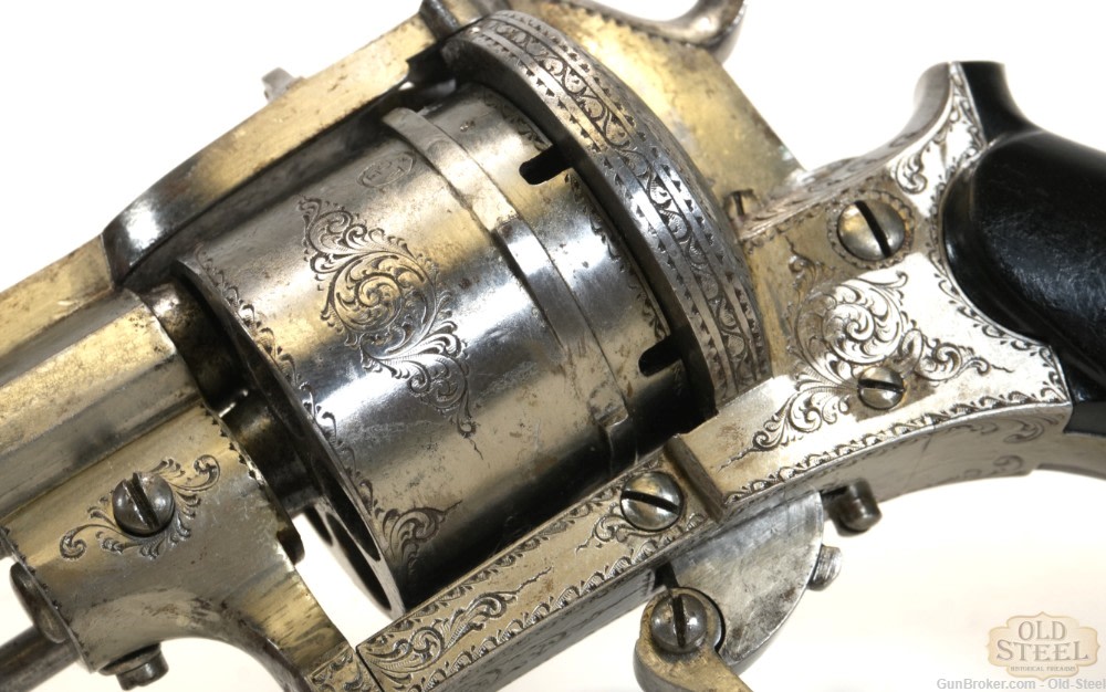 Faure Le Page 9mm Pinfire 6-Shot Revolver Folding Trigger Engraved Antique-img-14