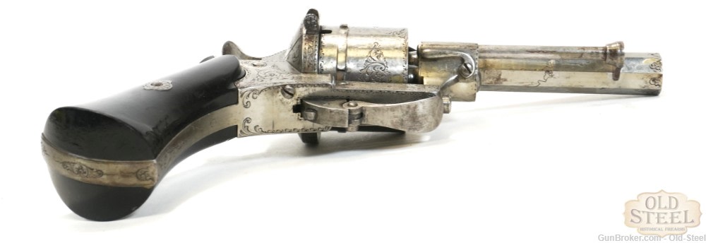 Faure Le Page 9mm Pinfire 6-Shot Revolver Folding Trigger Engraved Antique-img-8