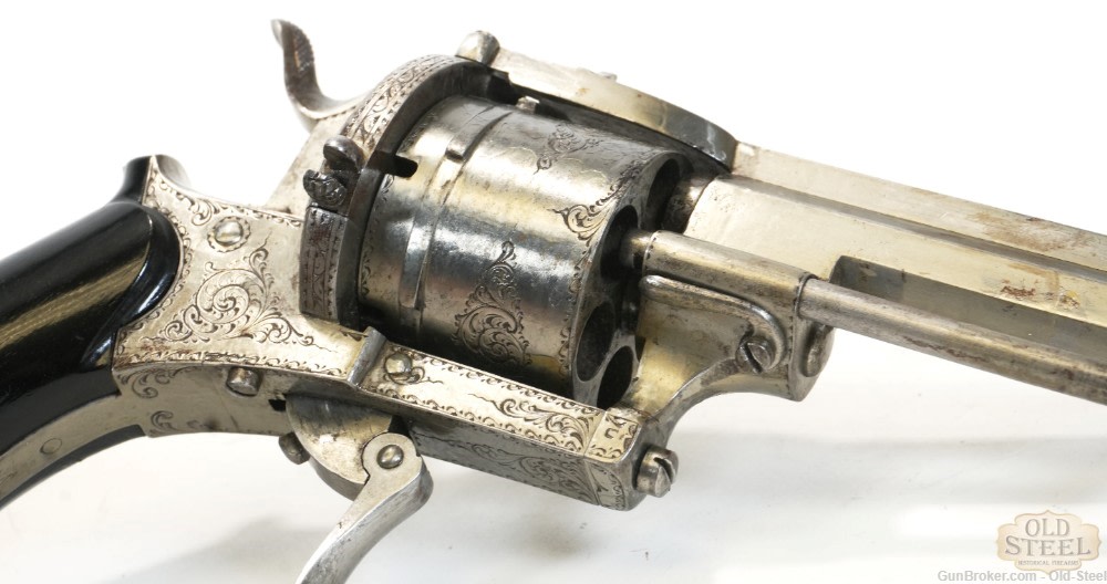 Faure Le Page 9mm Pinfire 6-Shot Revolver Folding Trigger Engraved Antique-img-10