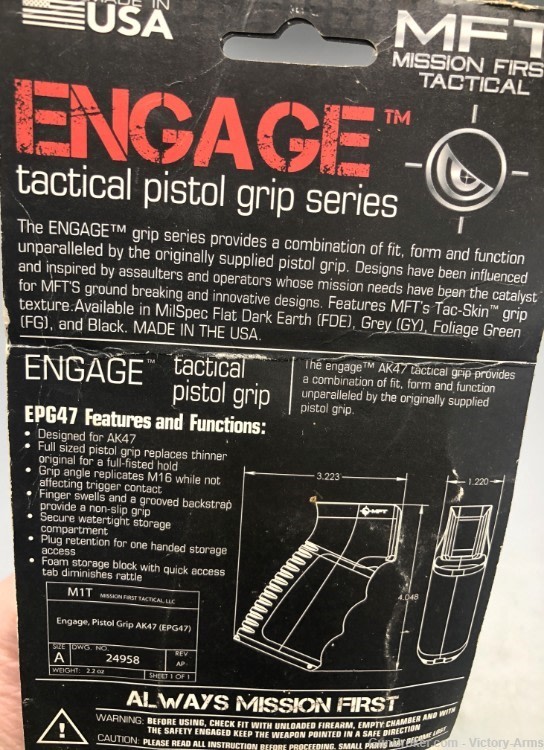 Mission First Tactical AK47 Engage Tactical Pistol Grip EPG47 Black Color-img-6