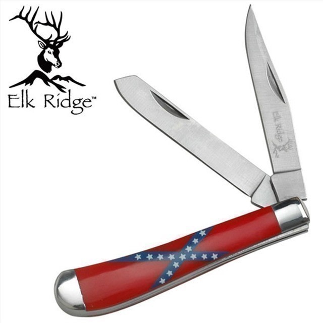 Rebel Flag 2 Blade Trapper Knife - Free Shipping!-img-0