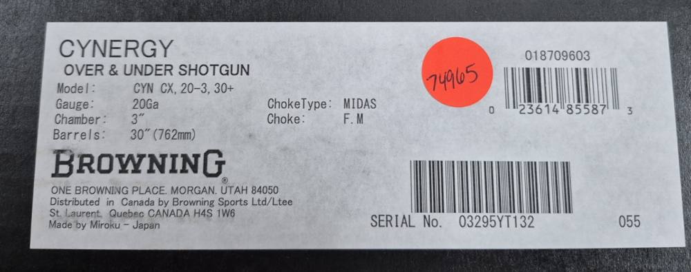 NIB BROWNING CYNERGY CX 20GA 30" BOX-img-15