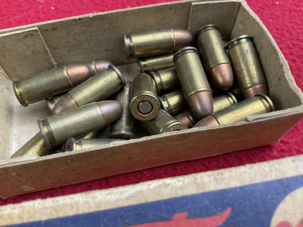 Vintage Western 32 auto ammo part full box 32acp pistol ammunition olin-img-2